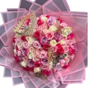 Corazón de Rosas Rosadas