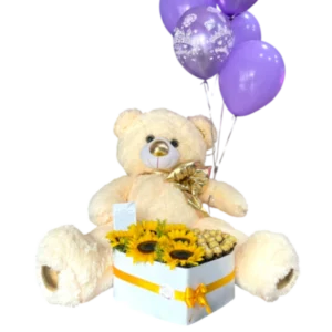 Oso de Peluche con hermosos Girasoles