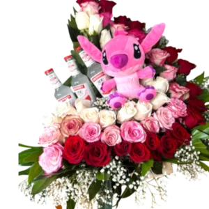 Arreglo Romántico con Rosas, Peluche y Detalles Especiales
