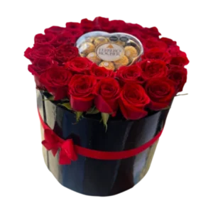 Caja de Rosas Rojas con Chocolates