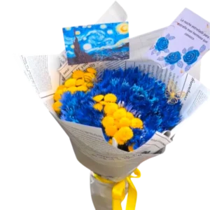 Bouquet de Girasoles y Flores Azules