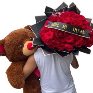 Oso de Peluche con Bouquet de Rosas Rojas
