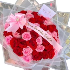 Bouquet de Rosas Rosadas y Rojas