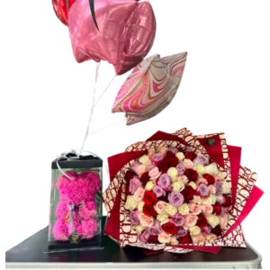 Bouquet de Rosas con Globo y Chocolates