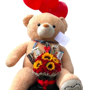 Oso de Peluche con Rosas y Girasoles
