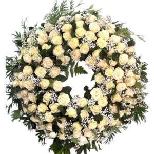 Corona Fúnebre de Rosas Blancas