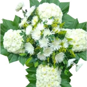 Corazón Fúnebre de Flores Blancas y Verdes