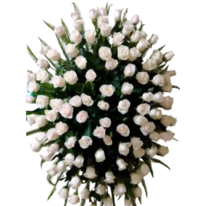Arreglo Fúnebre de Flores Blancas y Rosadas