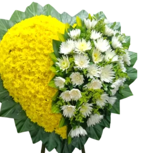 Corazón Fúnebre de Flores Amarillas y Blancas