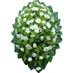 Arreglo Fúnebre Ovalado de Flores Blancas