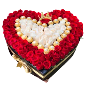 Corazón Luxury de Rosas Rojas y Chocolates