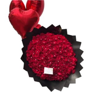 Bouquet Luxury de Rosas Rojas con Globos